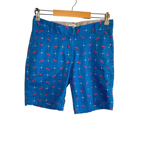 Crown and Ivy Blue Pink Flamingo Cotton Bermuda Shorts Women's 4 - Picture 2 of 8